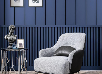 Armchair Wing Chair Modern Fabric Living room Polyester Gray Design Seat
